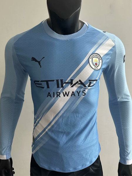 25-26 Man City Home Long Sleeve Player Version Soccer Jersey (长袖球员)