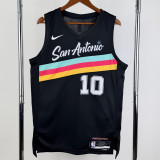 25-26 SA Spurs SOCHAN #10 Black City Edition Top Quality Hot Pressing NBA Jersey (V领）