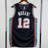 25-26 Grizzlies MORANT #12 Black Retro Top Quality Hot Pressing NBA Jersey