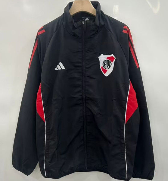 25-26 River Plate Black Windbreaker #刺绣