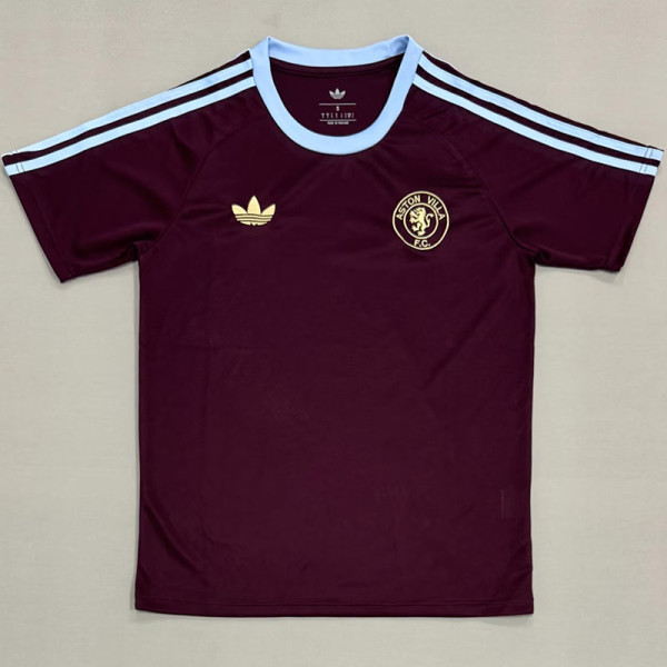 25-26 Aston Villa Brown Red Casual Edition Fans Training Shirts