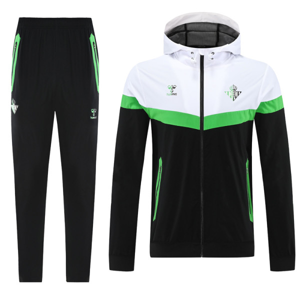 25-26 Real Betis Black White Windbreaker Suit (Hoodie)(风衣套装)