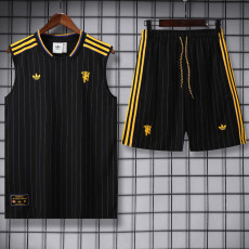 25-26 Man Utd Black Tank top and shorts suit