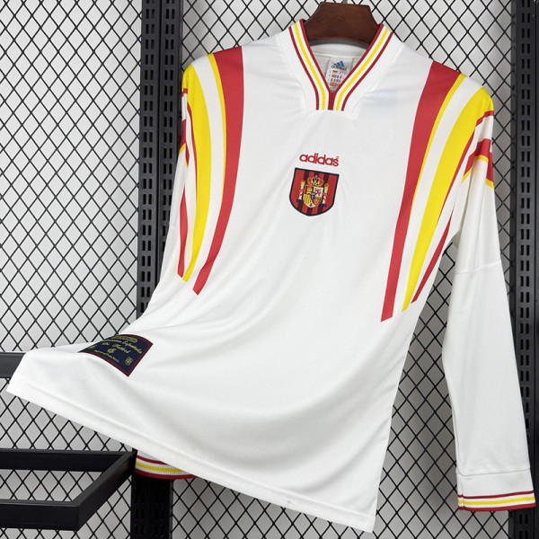 1996 Spain Home Long Sleeve Retro Soccer Jersey (长袖)