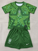 26-27 Brazil Green Goalkeeper Kids Soccer Jersey