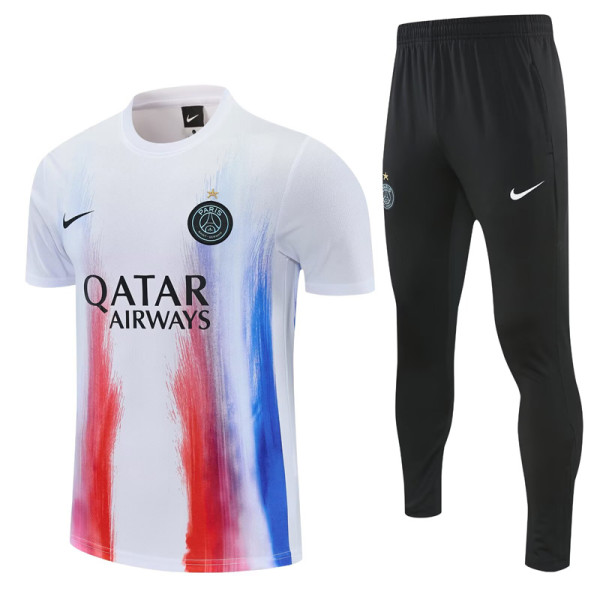 26-27 PSG White Short shirts and Long trousers Suit (圆领)
