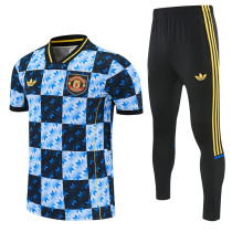 26-27 Man Utd Blue Short shirts and Long trousers Suit (圆领)
