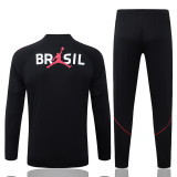 26-27 Brazil Black Half Pull Tracksuit #B26034(半拉链)