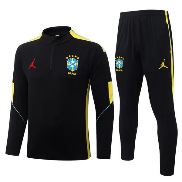 26-27 Brazil Black Half Pull Tracksuit #B26035(半拉链)