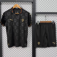 25-26 Portugal Black Special Edition Kids Soccer Jersey (有领)