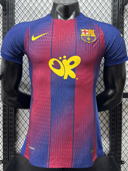 25-26 BAR Home Print Personalized AD Player Version Soccer Jersey (前OR)