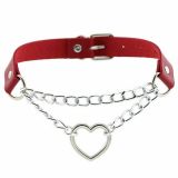 Women Gothic Heart Chain Collar Harajuku Punk Choker Girls PU Leather Necklace