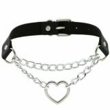 Women Gothic Heart Chain Collar Harajuku Punk Choker Girls PU Leather Necklace