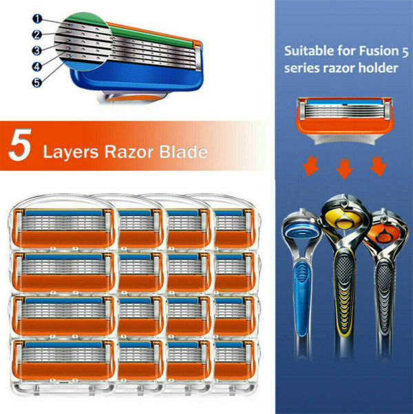 5-Layer Men's Razor Blade Refills Replacement for Gillette Fusion