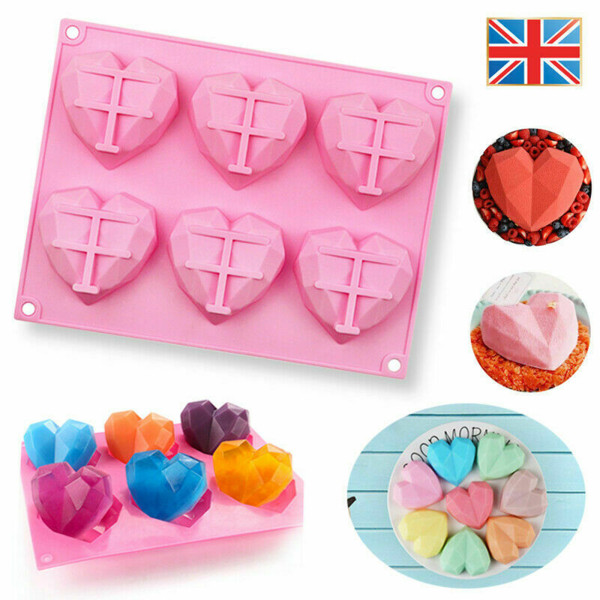 3D Silicone Large Heart Shape Cake Mould Geometric Baking Mold Tool Chocolate
