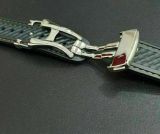 Fits OMEGA WATCH BAND BLACK STRAP+DEP BUCKLE RUBBER 20MM