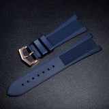 25mm Black/Brown/Navy Rubber Strap fit Patek Philippe Nautilus watches Buckle