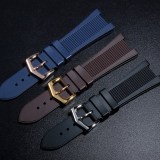 25mm Black/Brown/Navy Rubber Strap fit Patek Philippe Nautilus watches Buckle