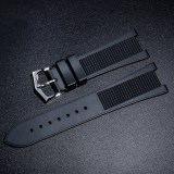 25mm Black/Brown/Navy Rubber Strap fit Patek Philippe Nautilus watches Buckle