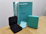 Tiffany & Co black suede jewellery box with iconic outer box, Card, and Gift Bag