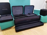 Tiffany & Co black suede jewellery box with iconic outer box, Card, and Gift Bag