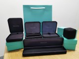Tiffany & Co black suede jewellery box with iconic outer box, Card, and Gift Bag