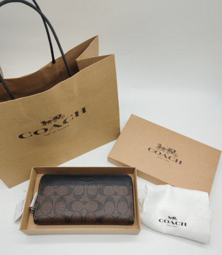 COACH 'Accordion' Signature Zip Around Wallet Purse New Valentine's Day