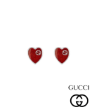 GUCCI Heart GG EARRINGS  NEW WARRANTY SILVER ladies Red enamel