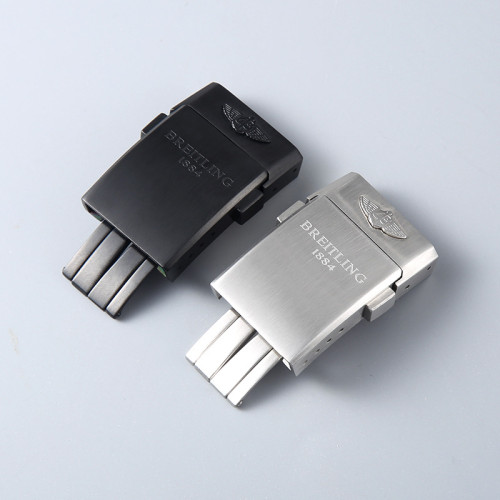 20mm For BREITLING Matt Clasp Buckle Steel Watch Leather Strap Band Silver/black