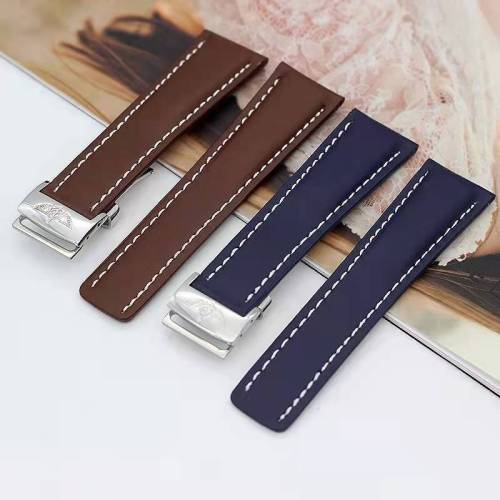BREITLING Leather watch strap handmade Band 20/22/24mm Navitimer Buckle Clasp