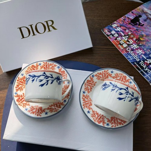 Dior new bone china coffee set couple cups 2 cups 2 saucers Valentine's Day gift