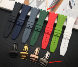For Audemars Piguet Royal Rubber Strap +28MM Silver Butterfly Buckle Set