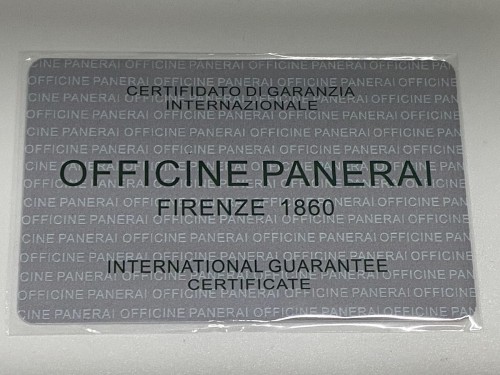 Officine Panerai International Guarantee Card -Customizable Numbers