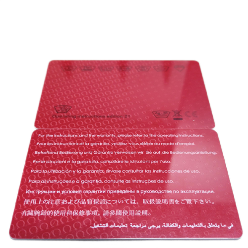 Omega PICTOGRAMS CARD+ INTERNATIONAL WARRANNTY CARD Customizable Numbers one point two