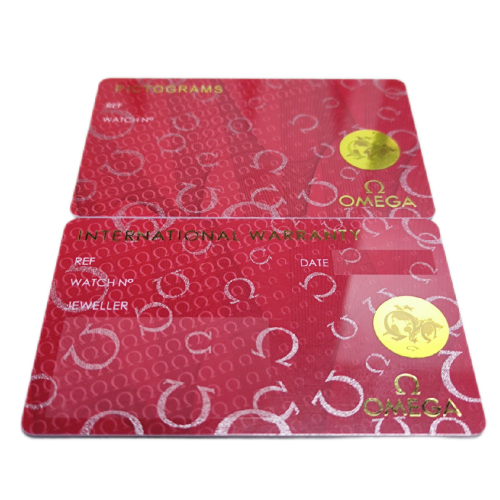 Omega PICTOGRAMS CARD+ INTERNATIONAL WARRANNTY CARD Customizable Numbers one point two