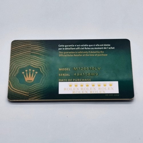 Customized card, three-dimensional engraving and coding, Rolex.
