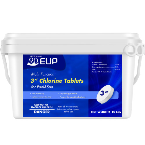 Heze huayi 90 eup 10 lbs Stabilized Chlorine Tablets 3 inch for Swimming Pool
