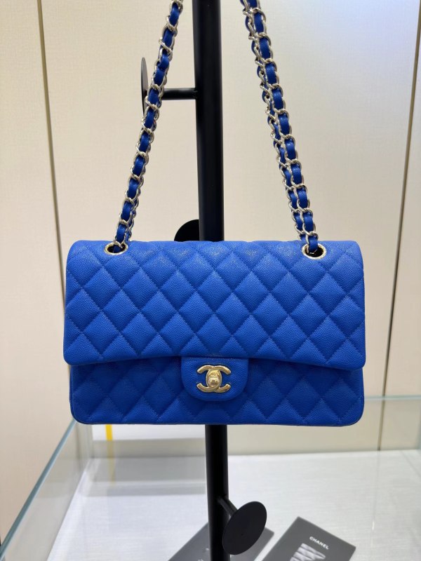 CHANEL Caviar Quilted Small Double Flap Blue Sold Out