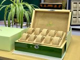 Rolex Green Lacquer 10 Multi Watch Box Wood Storage Case Datejust Daydate Oyster