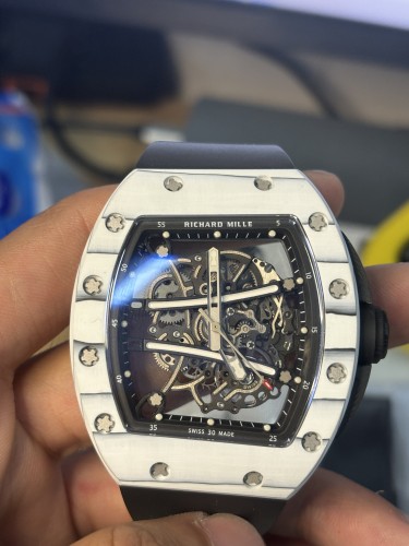 Richard Mille RM061 PVD RMF White Inner Bezel Skeleton Dial on White Rubber Strap