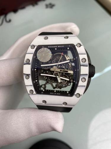 Richard Mille RM061 PVD RMF White Inner Bezel Skeleton Dial on White Rubber Strap
