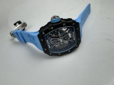 RM053-01 Real Forge Carbon  Best Edition Skeleton Dial on Blue Rubber Strap Asian Tourbillon