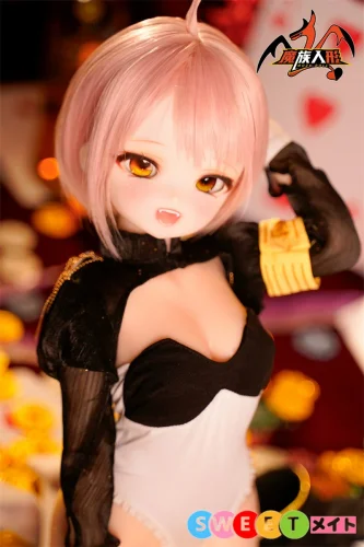 魔族人形 mozudoll 琥珀 65cm 小柄 フィギュア 美乳ロリ ミニ アニメドール ビニール頭部+シリコンボディ 宣伝画像と同じ制服付属