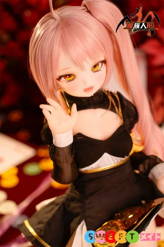 魔族人形 mozudoll 琥珀 65cm 小柄 フィギュア 美乳ロリ ミニ アニメドール ビニール頭部+シリコンボディ 宣伝画像と同じ制服付属