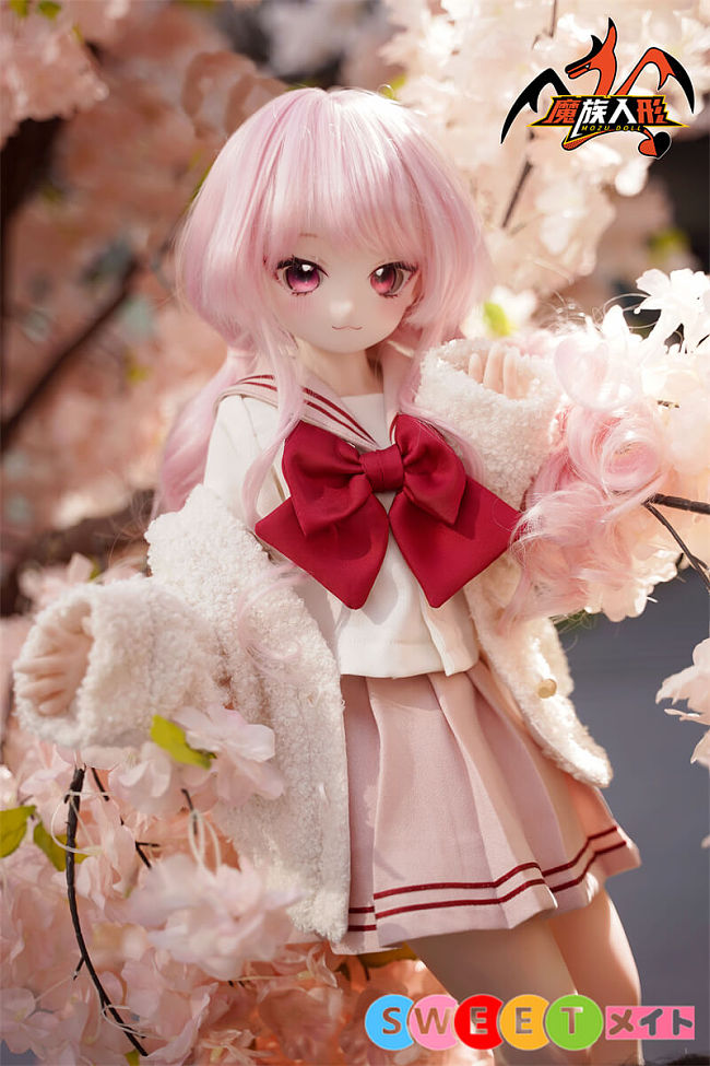 魔族人形 mozudoll 珊瑚 1/3ドール JK制服姿のピンクツインテール美少女 アニメラブドール「宣伝写真はビニールヘッド＋シリコンボディ」ミニエロドール