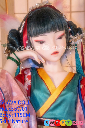 Guavadoll SW01&SW02 閉眼ヘッド 双子の妖狐 和風アニメキャラのコスプレ ラブドール 115cm AAカップ フルシリコン製 ダッチワイフ 宣伝画像と同じウィッグ・衣装・飾り付き