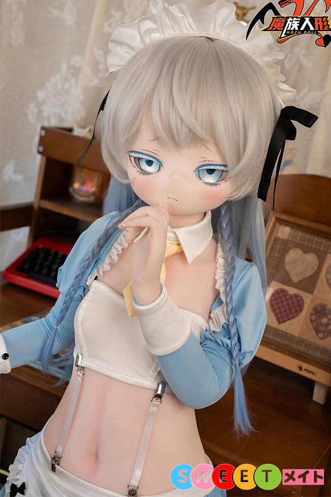魔族人形 蓝莓 130cm エロメイド服のアニメダッチワイフ 銀髪美少女 硬質ビニールヘッド TPEボディ MOZU DOLL SSR級