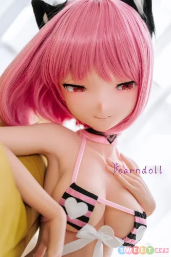 Yearndoll LZ02ヘッド 135cm Dカップ アニメドール 黒猫 猫耳 ピンク ボブヘア 笑顔 漫画顔 水着 ビキニ フルシリコン 等身大ドール