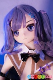 ラブドール顔 アニメヘッド Y007 リアルドール ソフトビニールドール 159cm 等身大アニメドール 漫画 真面目表情 紫ウィッグ
