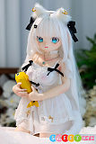 ミニ ラブドール 軽い 激安 かわいい猫耳娘 白髪 シリコンボディ MW Girl 魔物姫 85cm バスト中 鈴音